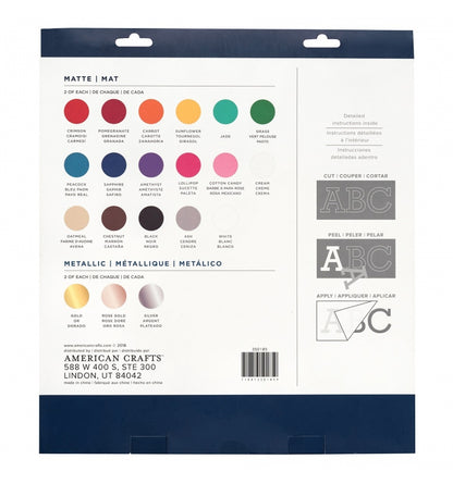Adhesive Vinyl Sampler Matte / 40 Hojas Vinil Adhesivo Mate Colores Descontinuado American Crafts
