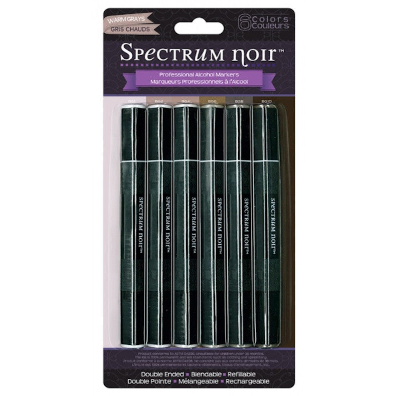 Spectrum Noir Warm Greys 6 pz. / Marcadores con Base de Alcohol Descontinuado Crafter&