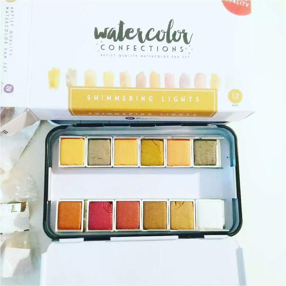 Watercolor Pans Shimmering Lights / Acuarelas con Brillos Colores Claros Acuarela Prima Marketing