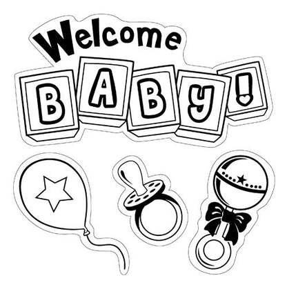 Sellos de Goma Cling Bienvenida de Bebe / Welcome Baby Sellos Inkadinkado