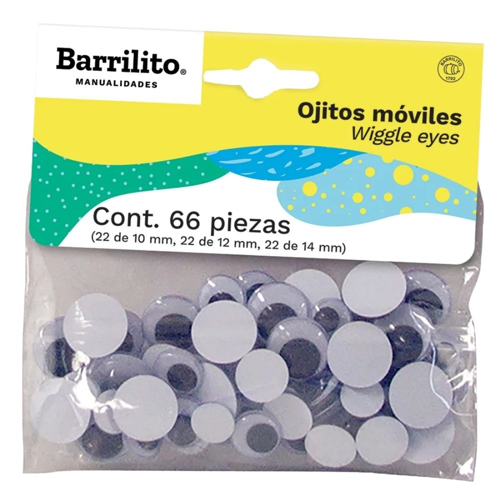 Paquete Ojitos Móviles Circulares de 14, 12 y 10 mm Adornos / Embellishments Barrilito